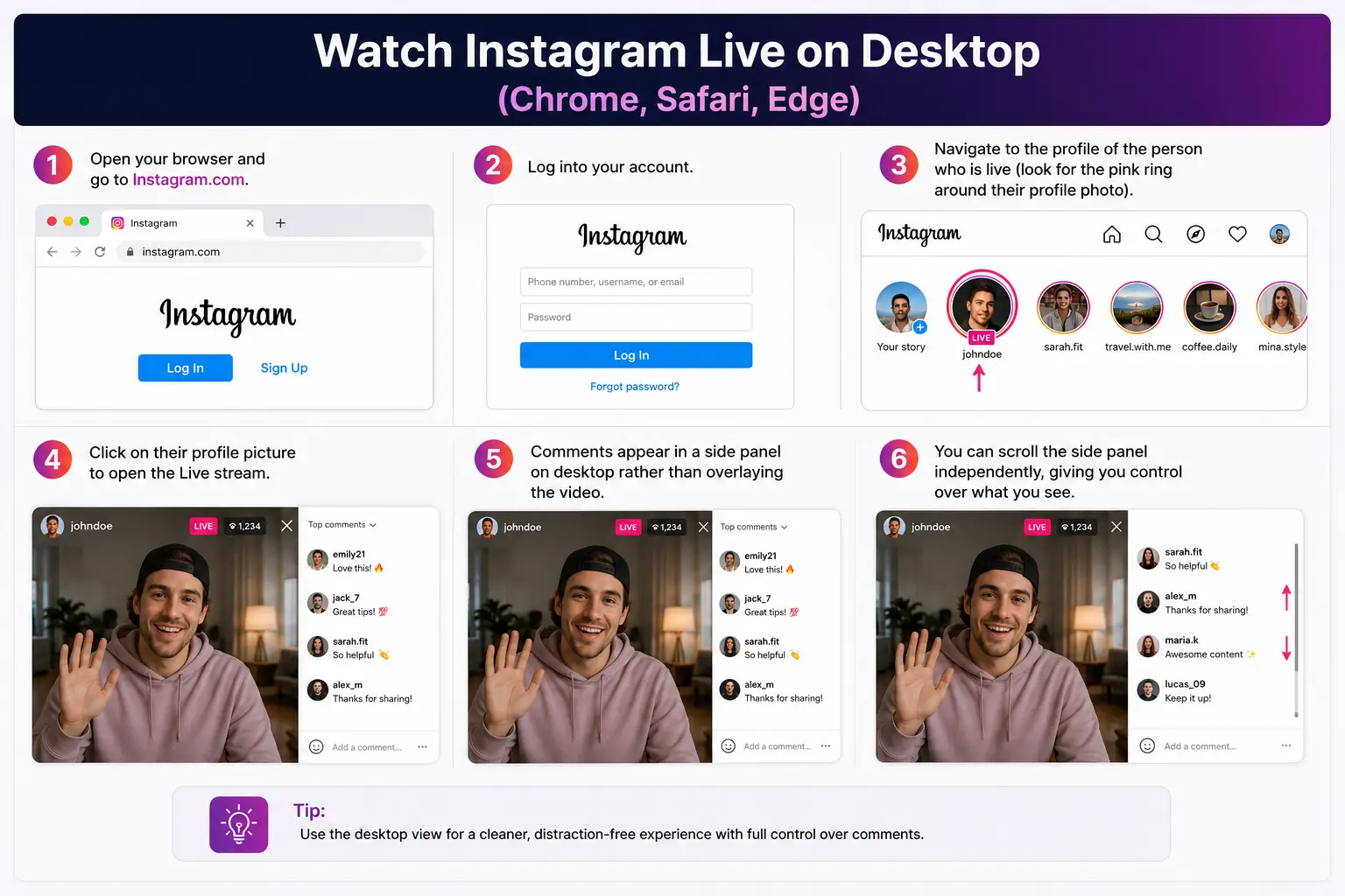 Watch Instagram Live on Desktop (Chrome, Safari, Edge)