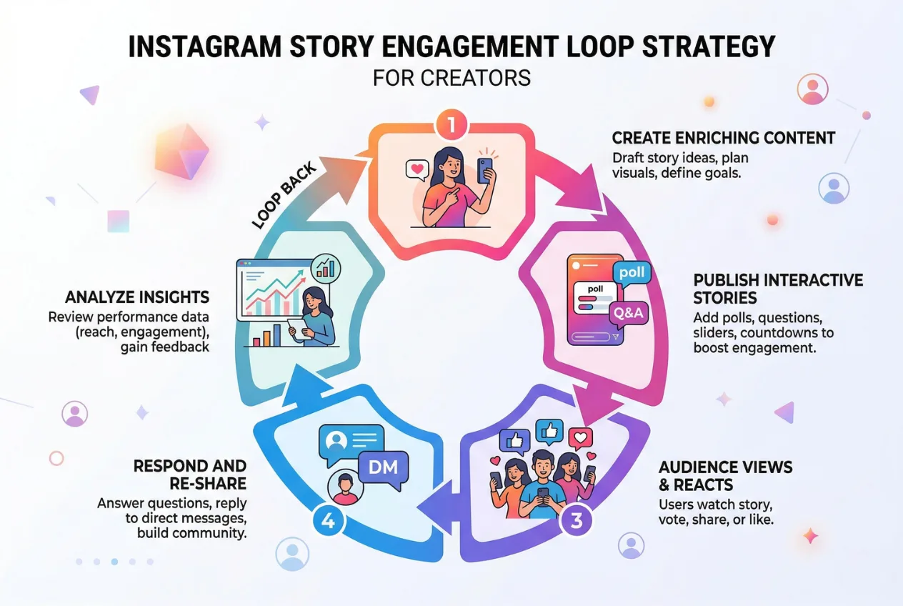 Instagram story engagement loop strategy diagram for creators